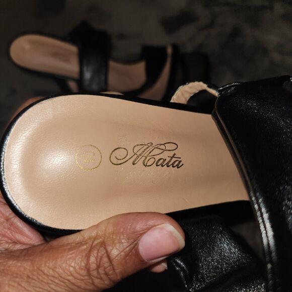 NWOB MATA Black Open Square Toe Abstract Block Heel Shoes WOMEN Size 10 - Picture 8 of 8